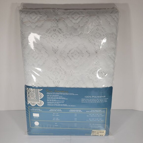 Kane Industries Lace Tablecloth Floral Pattern‎ 60 X 90 Oblong WhiteVintage NOS - Picture 4 of 6